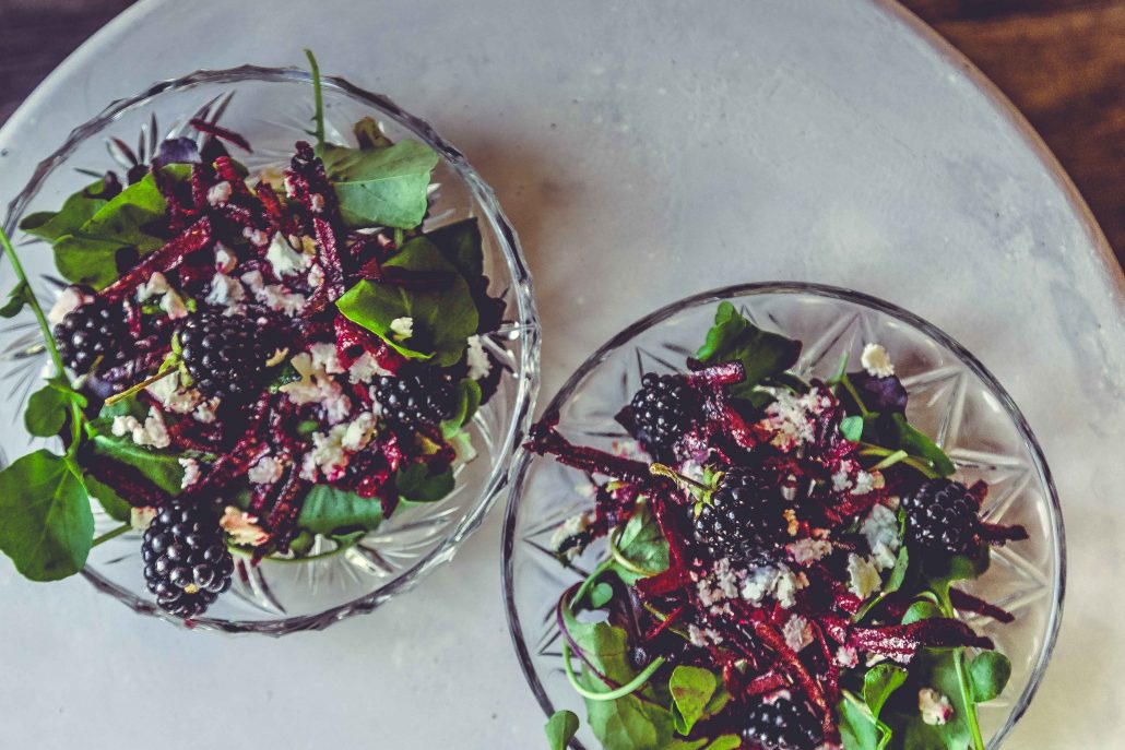 salade betteraves, feta, mûres